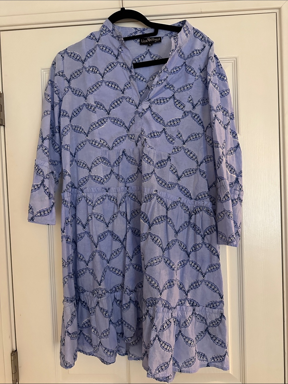 Liza Byrd Lavender Printed Long Sleeve Tiered Dress
